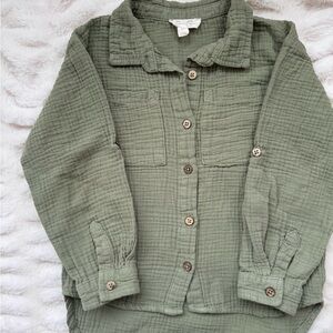 Olive Textured Button-Up Shirt